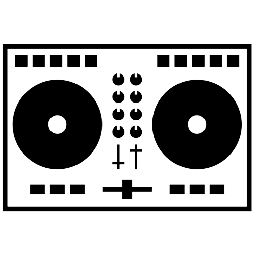 Un pictogramme noir représentant un un appareil audio comportant des petits haut-parleurs dans le style getthoblaster