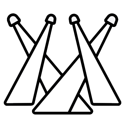 Un pictogramme noir représentant un système d'éclairage de scène événementiel